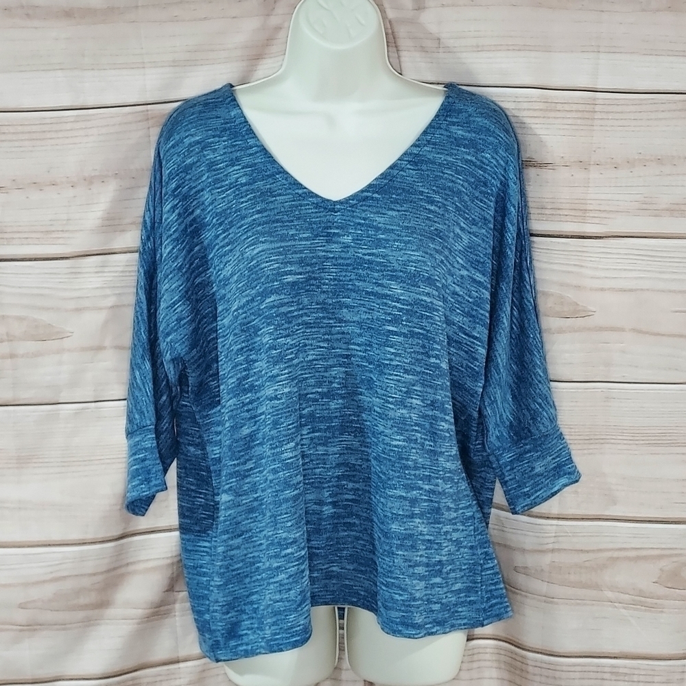 Old Navy sweater vneck dolman sleeve heathered melange sky blue M